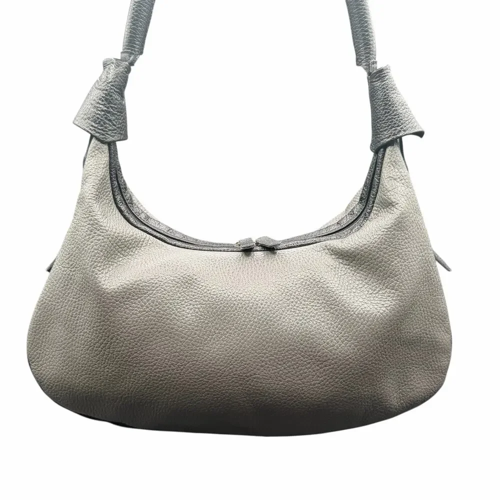 Christina Christi Leather Shoulder Bag Gray Black Handmade in Greece